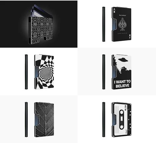 Freja Svendsen minimalist aluminium wallets in printed designs